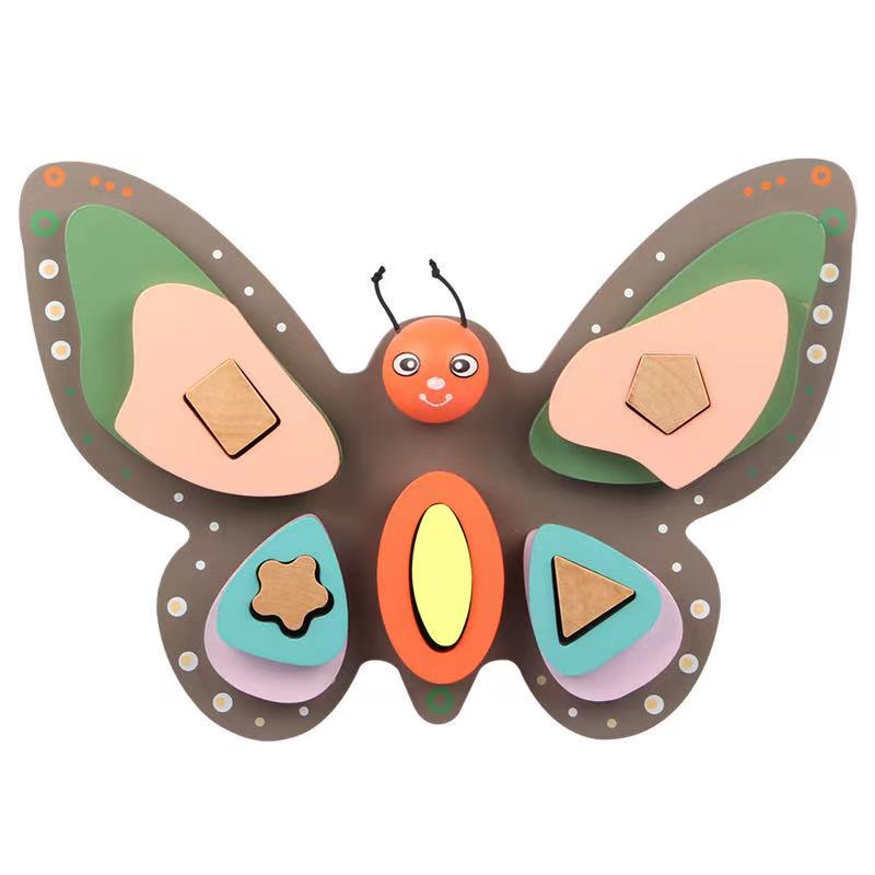 Formes de papillons en bois à assortir - Jouets de motricité fine
