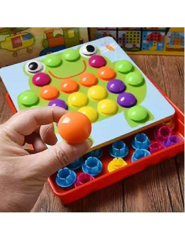 Fidtoy Jeu de Mosaïque en Boutons pour Enfants, Jeu d'Association de 45 Boutons avec 12 Cartes Illustrées, Jouet d'Apprentissage Moteur Fin et d'Association de Couleurs pour Enfants de 3 Ans et Plus