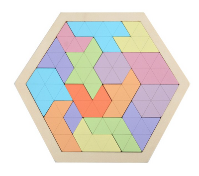 Rompecabezas de madera hexagonal Tangram para niños