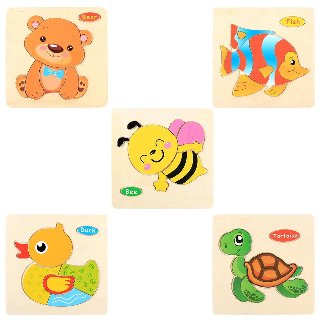 Set de Puzles Montessori de Madera con Dibujos Animados #1