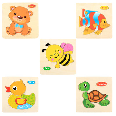 Set de Puzles Montessori de Madera con Dibujos Animados #1