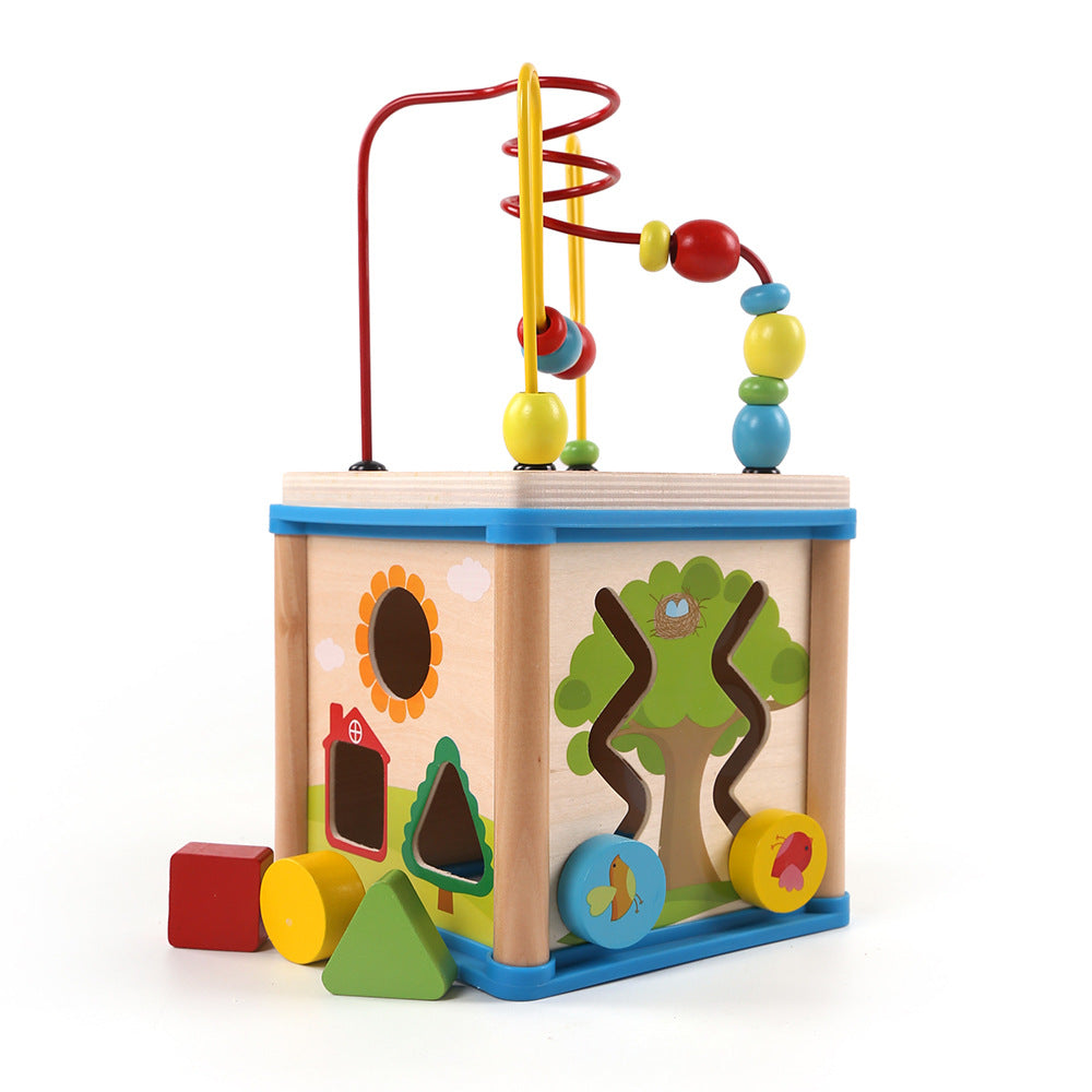 Fidtoy 5-in-1 Wooden Activity Cube for Babies & Toddlers