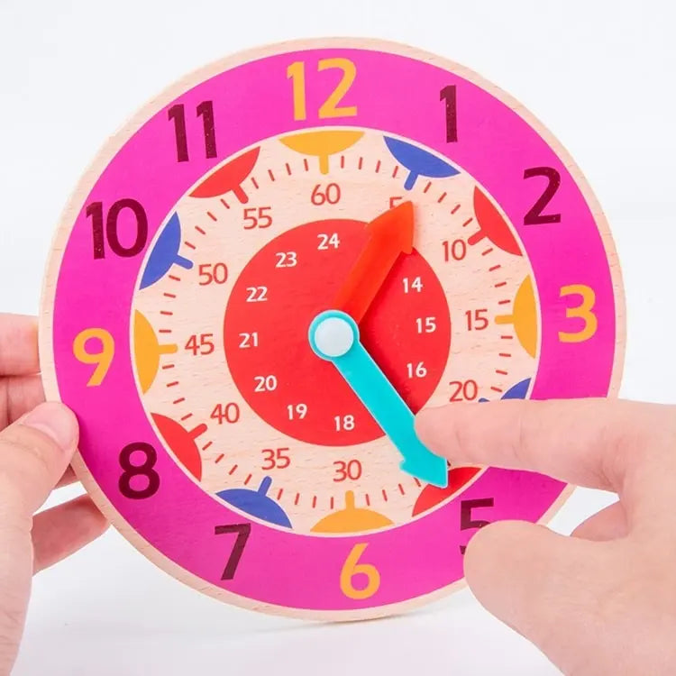 Fidtoy Montessori Wooden Learning Clock – Toddler Educational Toy for Time & Independence