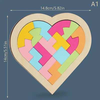 Fidtoy Tangram Cœur Coloré – Puzzle en Bois Montessori pour Tout-petits et Enfants d'âge Préscolaire