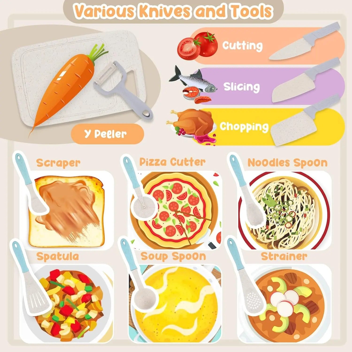 Pretend Play Cookware Kitchen Toy Set for Kids 2- 6 Years Old