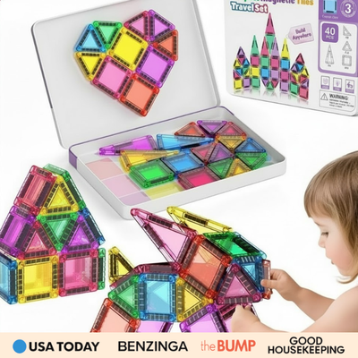 TravelTiles™ Mini Kit Magnético de Construcción - Mantiene a los Niños Entretenidos y Aprendiendo en Cualquier Lugar