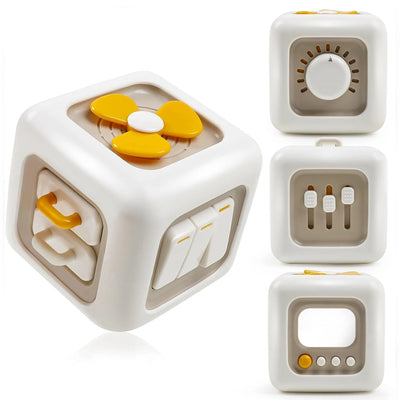 Fidtoy Cube Montessori d'activités 6 en 1 pour tout-petits – Cube d'activités sensorielles portable avec boutons, engrenages, textures, jeu de motricité fine et apprentissage en voyage