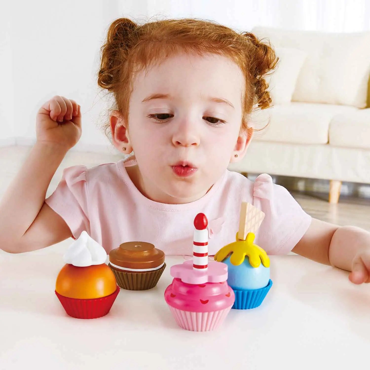 Fidtoy Ensemble de jouets en bois pour cupcakes 18 pièces, kit de dessert pour enfants, jeu d'imitation