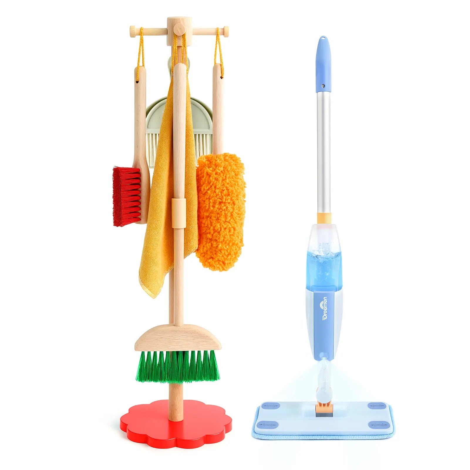 Wooden Toddler Cleaning Set with Real Spray Mop Ages 3–6