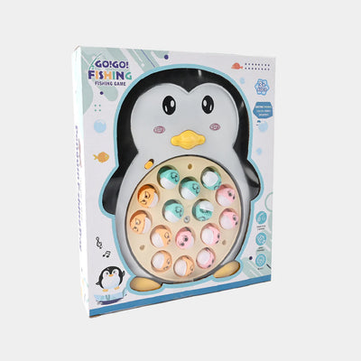 Fidtoy Penguin Fishing Electric and Music Play Set Interactive Rotating Fish Catching Game for Kids Ages 3-6