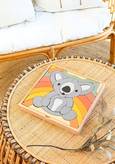 Rompecabezas de bloques de construcción abstractos Kirra the Koala / Exhibición de decoración del hogar