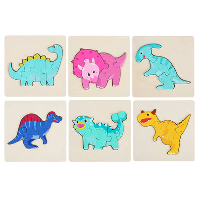 Rompecabezas Dino Montessori Paquete de 6 - Rompecabezas de madera ecológicos