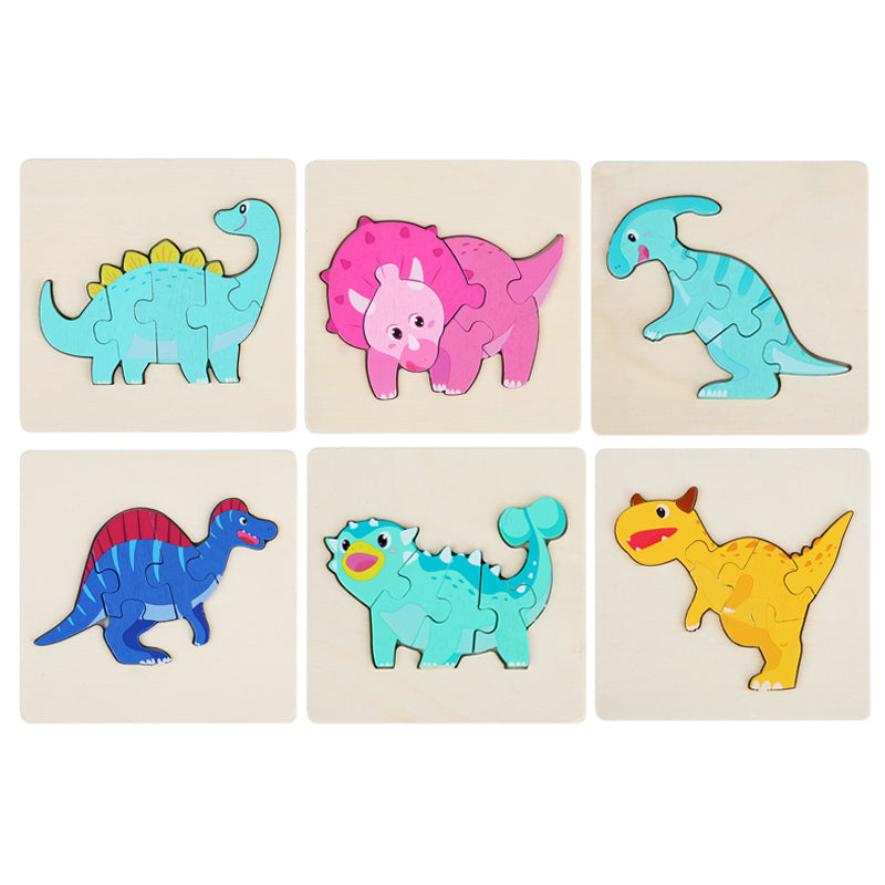 Rompecabezas Dino Montessori Paquete de 6 - Rompecabezas de madera ecológicos