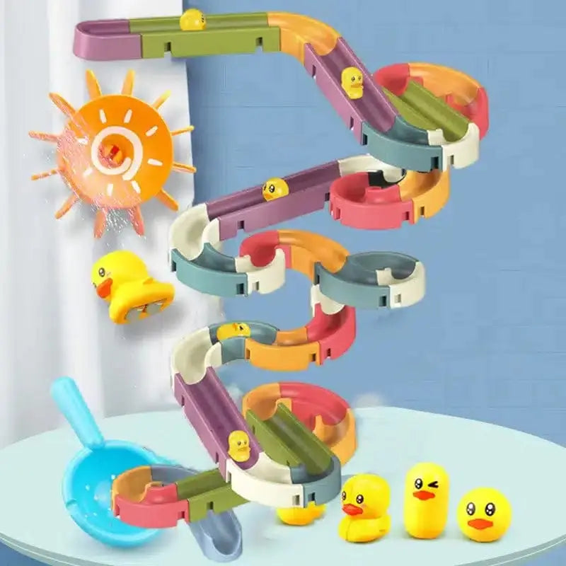 Fidtoy Pato con Ventosa para Bañera, Tobogán de Juguete – Juguetes Interactivos para Bañera para Niños Pequeños