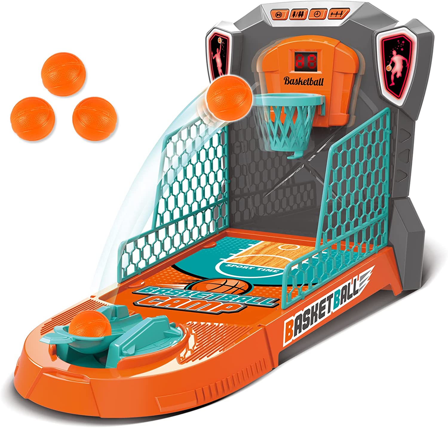 Canasta de Baloncesto Mini para Niños, Juego de Tiro, Juguete, Cancha de Baloncesto de Escritorio para Interiores y Exteriores, Cesta Móvil, Luz y Marcador