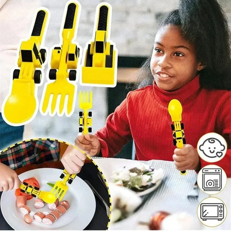 Construction Dinner Set™ - No More Mealtime Struggles - Creative Cutlery Set