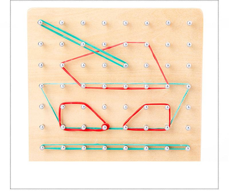 Juego de Geoplano de Madera Fidtoy – Juguete de Aprendizaje de Matemáticas y Geometría para Niños con Bandas Elásticas