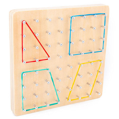 Fidtoy Wooden Geoboard Shapes Game – Kids Math & Geometry Learning Toy with Rubber Bands