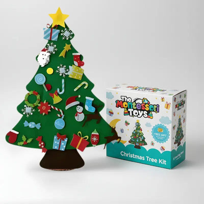 Sapin de Noël en Feutre Fidtoy pour Enfants – Décoration de Vacances DIY de 94 cm avec 26 Ornements Interactifs en Feutre