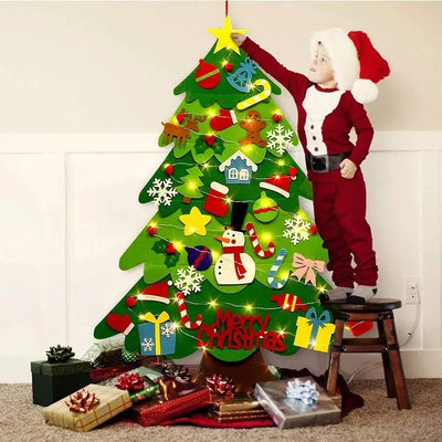 Sapin de Noël en Feutre Fidtoy pour Enfants – Décoration de Vacances DIY de 94 cm avec 26 Ornements Interactifs en Feutre