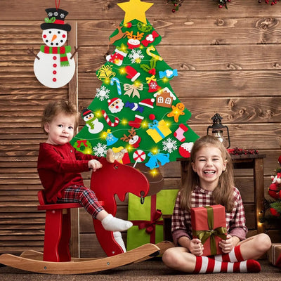 Sapin de Noël en Feutre Fidtoy pour Enfants – Décoration de Vacances DIY de 94 cm avec 26 Ornements Interactifs en Feutre