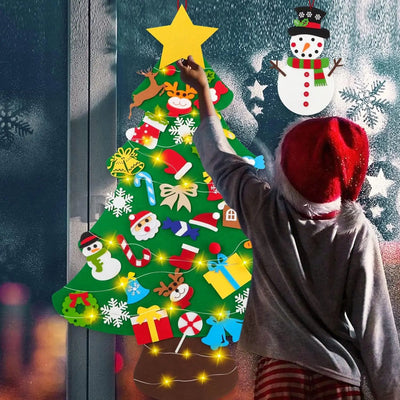 Sapin de Noël en Feutre Fidtoy pour Enfants – Décoration de Vacances DIY de 94 cm avec 26 Ornements Interactifs en Feutre