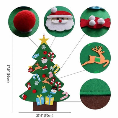 Sapin de Noël en Feutre Fidtoy pour Enfants – Décoration de Vacances DIY de 94 cm avec 26 Ornements Interactifs en Feutre