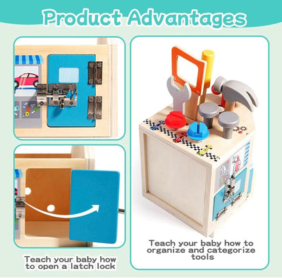33-Piece Wooden Tool House – Montessori Construction & Fine Motor Skills Activity Set