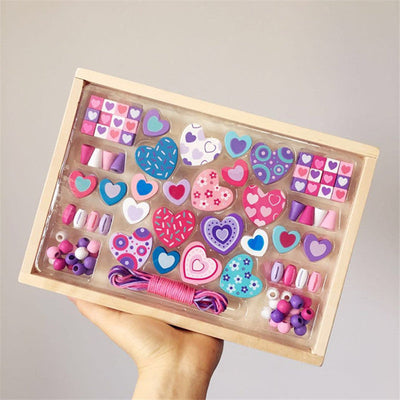 Fidtoy Butterfly Wooden Bead Set for Kids Jewelry Making