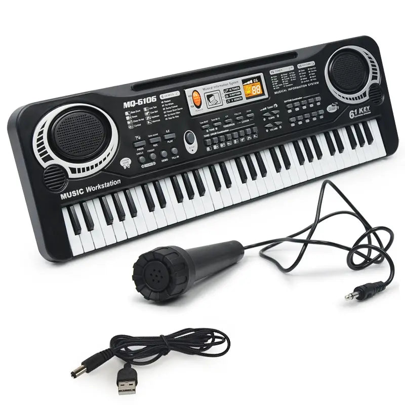 Clavier de piano musical 61 touches Fidtoy avec microphone pour enfants, jouet de piano électronique pour débutants