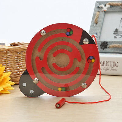 Fidtoy Jouet labyrinthe magnétique en bois pour tout-petits – Puzzle éducatif Montessori STEM pour la coordination œil-main, la motricité fine et l'apprentissage précoce (6-24 mois)