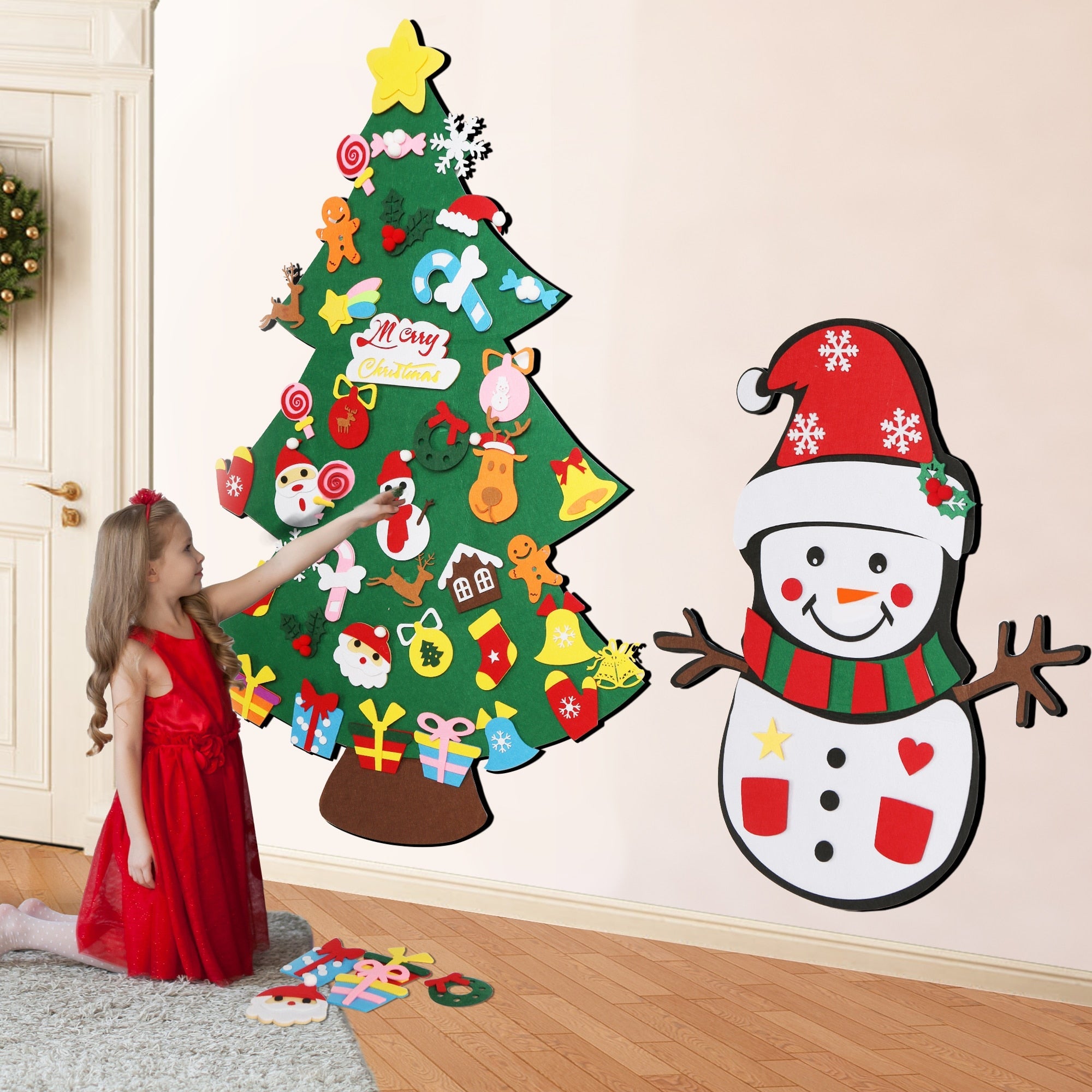 Fidtoy Felt Christmas Tree Set for Kids – DIY Holiday Ornaments, Interactive Toddler Gift