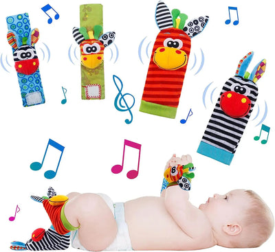 Fidtoy Hochet pour poignet et pied de bébé – Chaussettes et hochets de poignet sensoriels pour nouveau-né de 0 à 12 mois