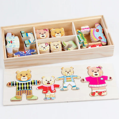 Rompecabezas de madera Montessori con animales para niños - Juguete educativo para bebés y niños