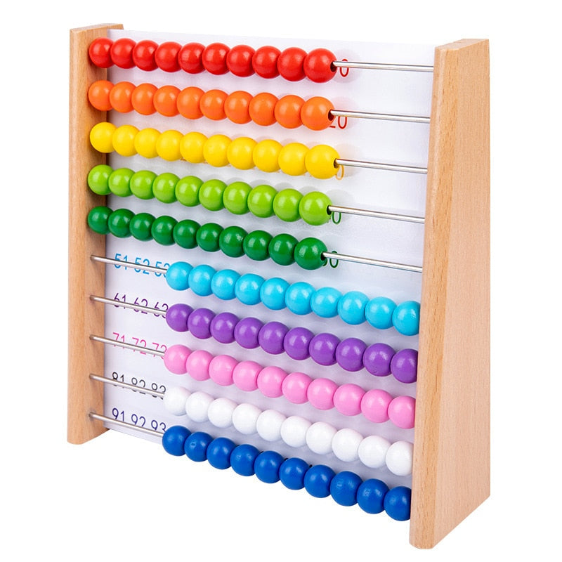 Fidtoy Boulier Montessori en bois pour enfants – Jouet d'apprentissage des mathématiques, du calcul et de la reconnaissance des couleurs pour les tout-petits de 3 à 6 ans