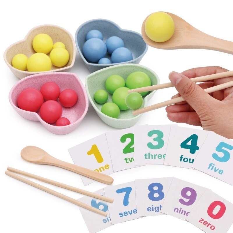 Jouet Montessori en bois avec perles à clipser – Ensemble d'entraînement à la motricité fine et à la coordination œil-main pour les tout-petits de 3 à 6 ans