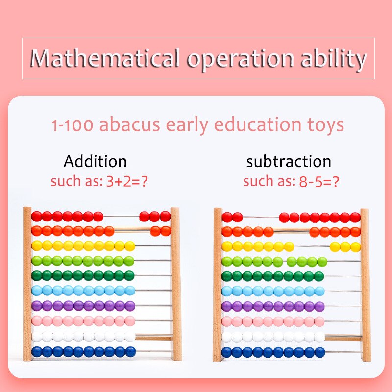 Fidtoy Boulier Montessori en bois pour enfants – Jouet d'apprentissage des mathématiques, du calcul et de la reconnaissance des couleurs pour les tout-petits de 3 à 6 ans