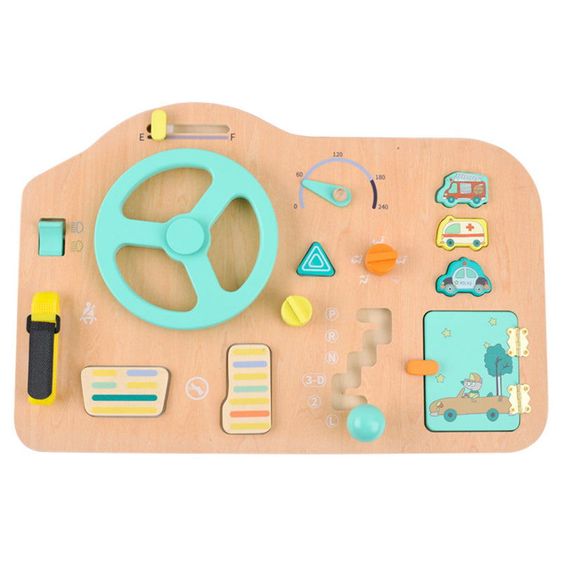 Tablero sensorial de madera con temática de coche, Montessori, aprendizaje, habilidades motrices finas