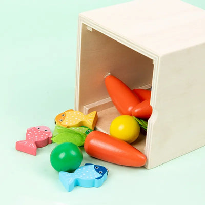 Fidtoy Montessori Wooden 5-in-1 Activity Toy – Shape Sorting, Hammer Ball, Fishing & Fine Motor Learning Set