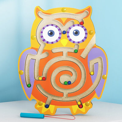 Fidtoy Jouet labyrinthe magnétique en bois pour tout-petits – Puzzle éducatif Montessori STEM pour la coordination œil-main, la motricité fine et l'apprentissage précoce (6-24 mois)