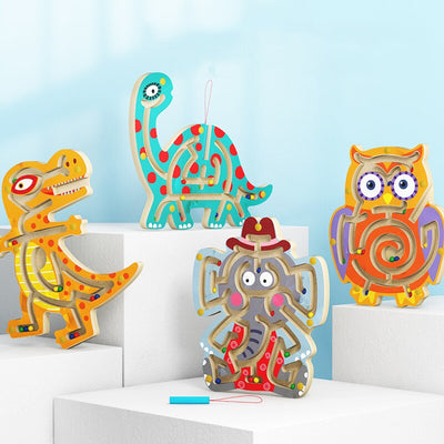Fidtoy Jouet labyrinthe magnétique en bois pour tout-petits – Puzzle éducatif Montessori STEM pour la coordination œil-main, la motricité fine et l'apprentissage précoce (6-24 mois)