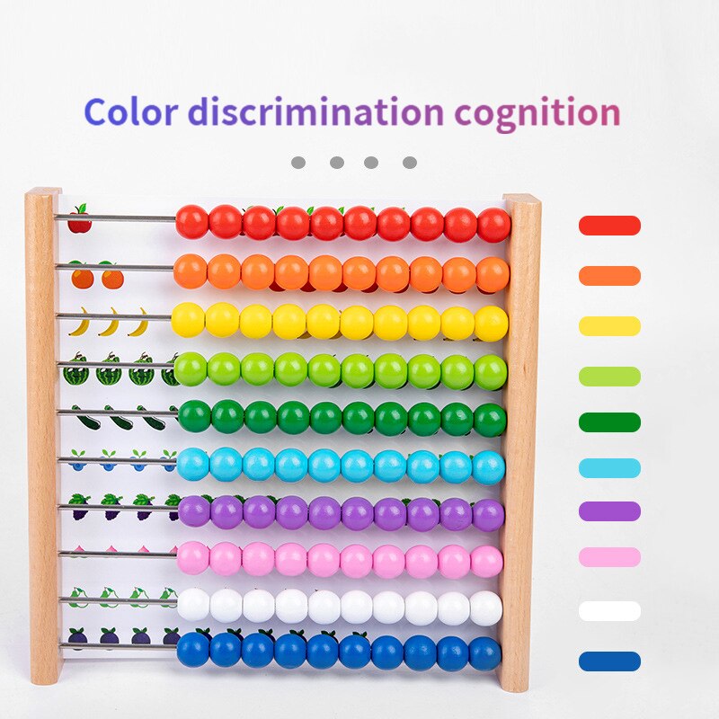 Fidtoy Boulier Montessori en bois pour enfants – Jouet d'apprentissage des mathématiques, du calcul et de la reconnaissance des couleurs pour les tout-petits de 3 à 6 ans