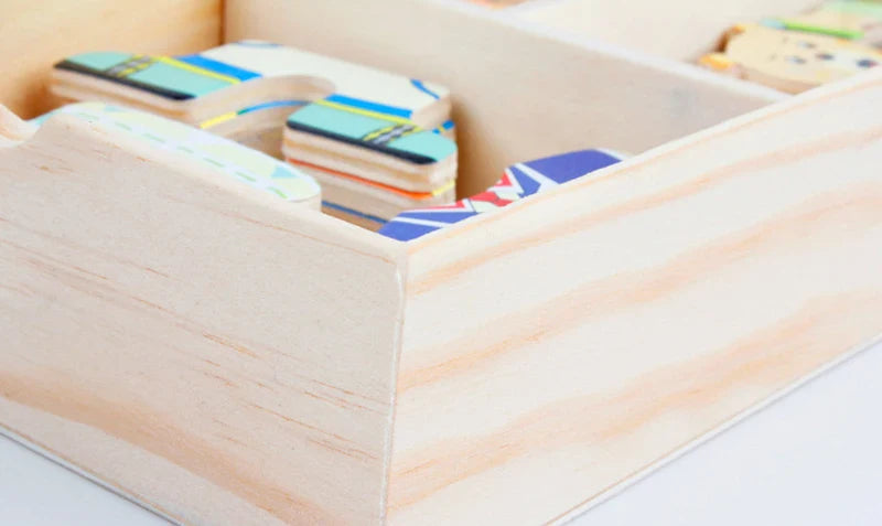 Rompecabezas de madera Montessori con animales para niños - Juguete educativo para bebés y niños