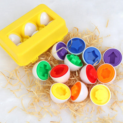 Fidtoy Dinosaur Matching Eggs Toy for Toddlers – Montessori Shape Sorting Learning Eggs Set