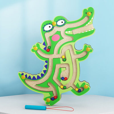 Fidtoy Jouet labyrinthe magnétique en bois pour tout-petits – Puzzle éducatif Montessori STEM pour la coordination œil-main, la motricité fine et l'apprentissage précoce (6-24 mois)