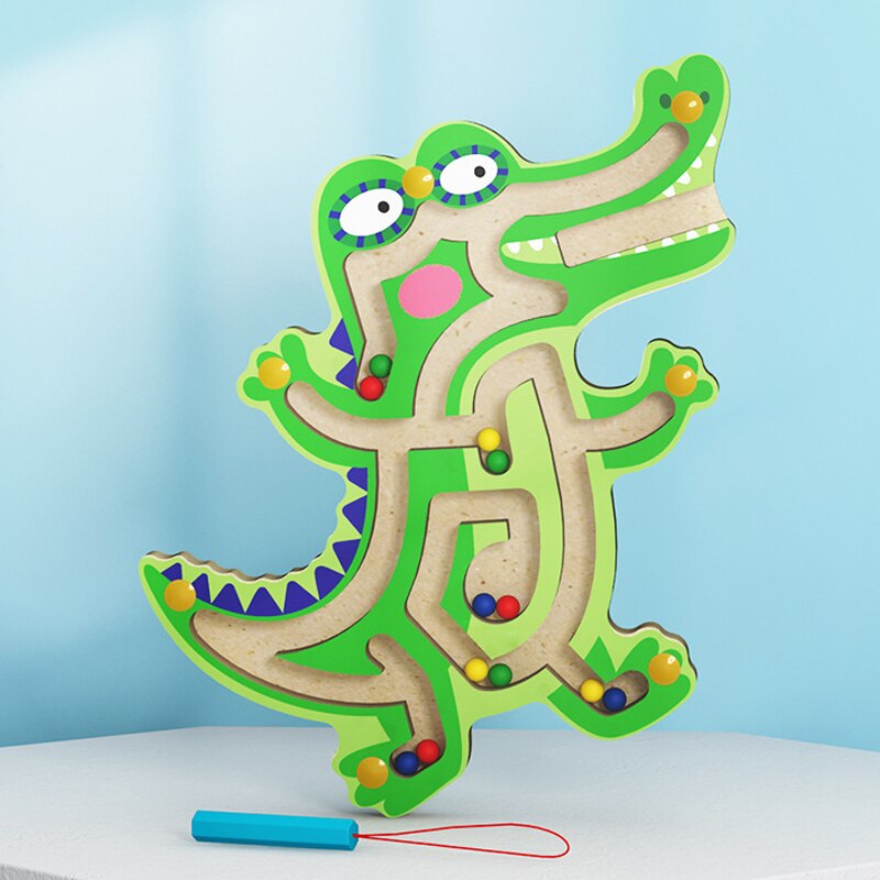 Fidtoy Jouet labyrinthe magnétique en bois pour tout-petits – Puzzle éducatif Montessori STEM pour la coordination œil-main, la motricité fine et l'apprentissage précoce (6-24 mois)