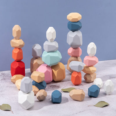 Fidtoy Wooden Stacking Polyhedron Blocks – Montessori Educational Toy for Kids 3+