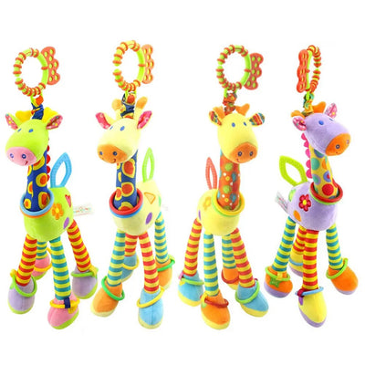 Fidtoy Giraffe Plush Rattle Teether Toy for Babies – Sensory Crinkle Baby Rattle with Teething Ring and Clip
