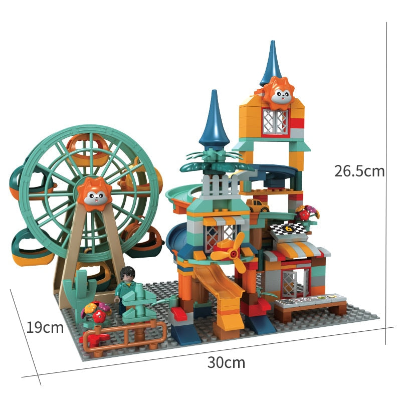 Juego de bloques de construcción Fidtoy Car Run – Pista de canicas Juguete de construcción STEM para niños