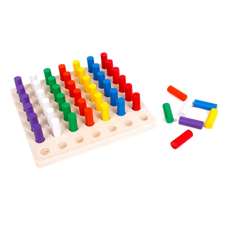 Juguete educativo de madera Montessori con tablero de clavijas